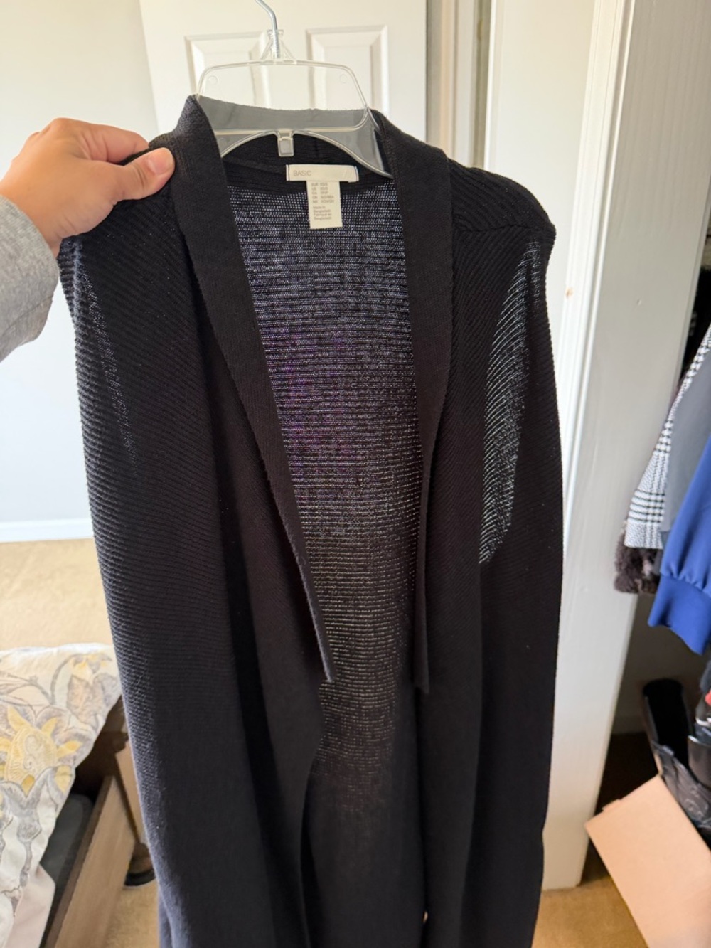 H&M Black Open-Front Lightweight Knit Cardigan